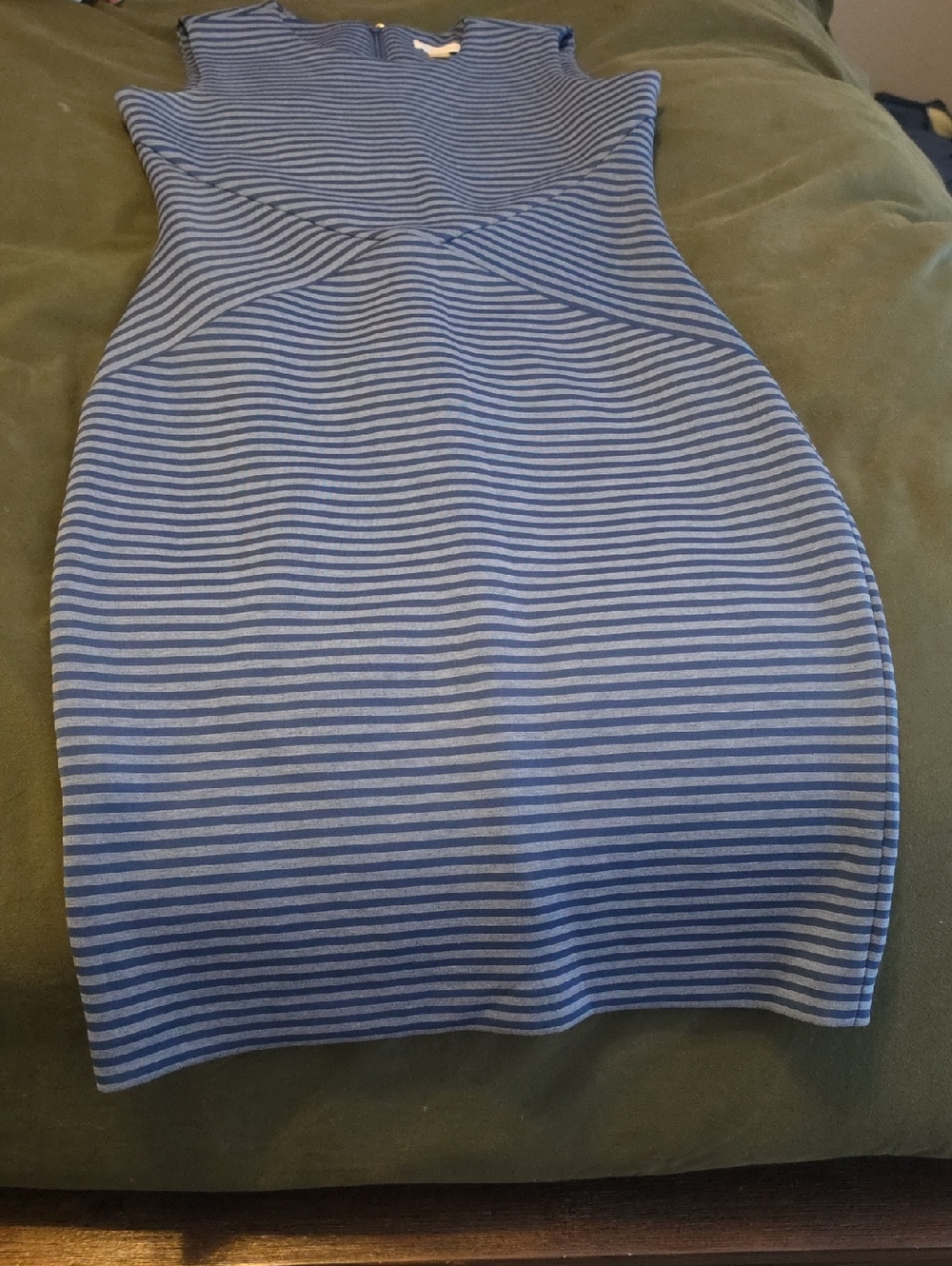 Calvin Klein Navy and Heather Gray Striped Dress